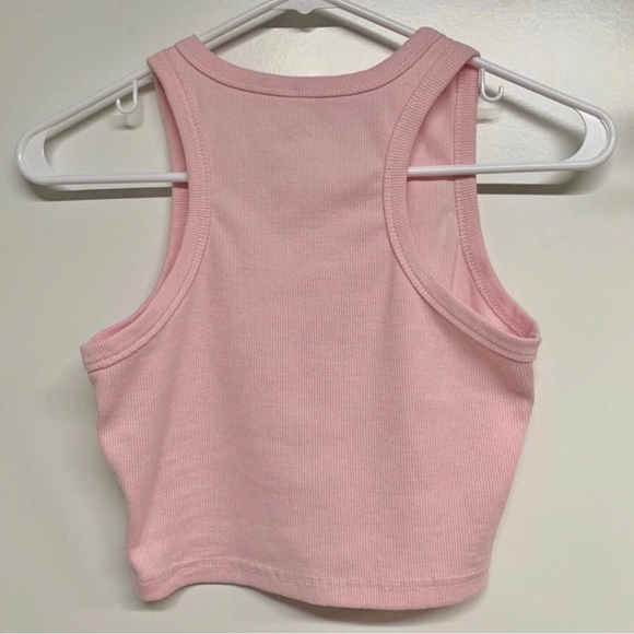 Pink Ribbed Sleeveless Crop Top, size small - Picture 4 of 5